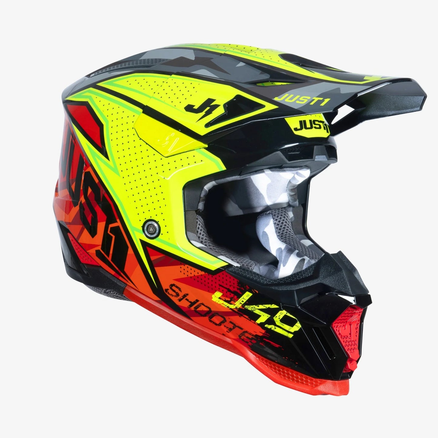 Casco JUST1 J40 GRIGIO ROSSO GIALLO FLUO