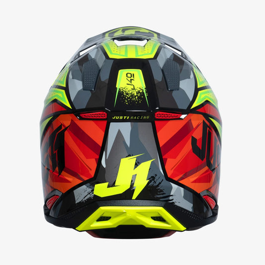 Casco JUST1 J40 GRIGIO ROSSO GIALLO FLUO