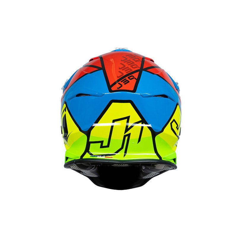 Casco Cross J39 rosso giallo fluo blu