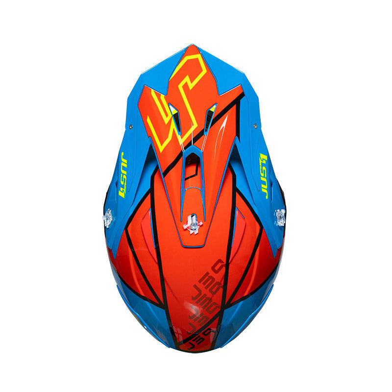 Casco Cross J39 rosso giallo fluo blu