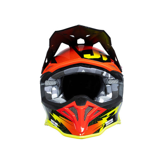 Casco Cross J39 rosso giallo fluo opaco