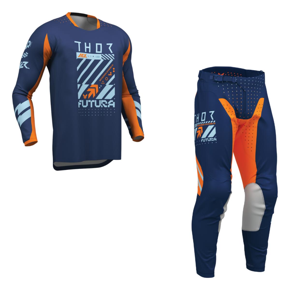 Completo Motocross Enduro Launchmode Blu Arancio