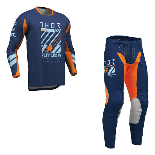Completo Motocross Enduro Launchmode Blu Arancio