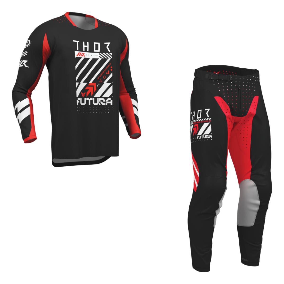 Completo Motocross Enduro Launchmode Futura rosso nero