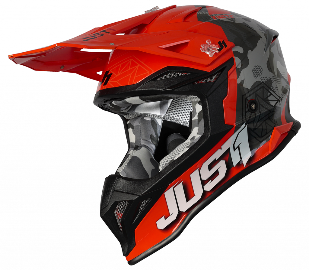 CASCO JUST J-39 KINETIC GLOSS GREY RED CAMO/FLUO ORANGE