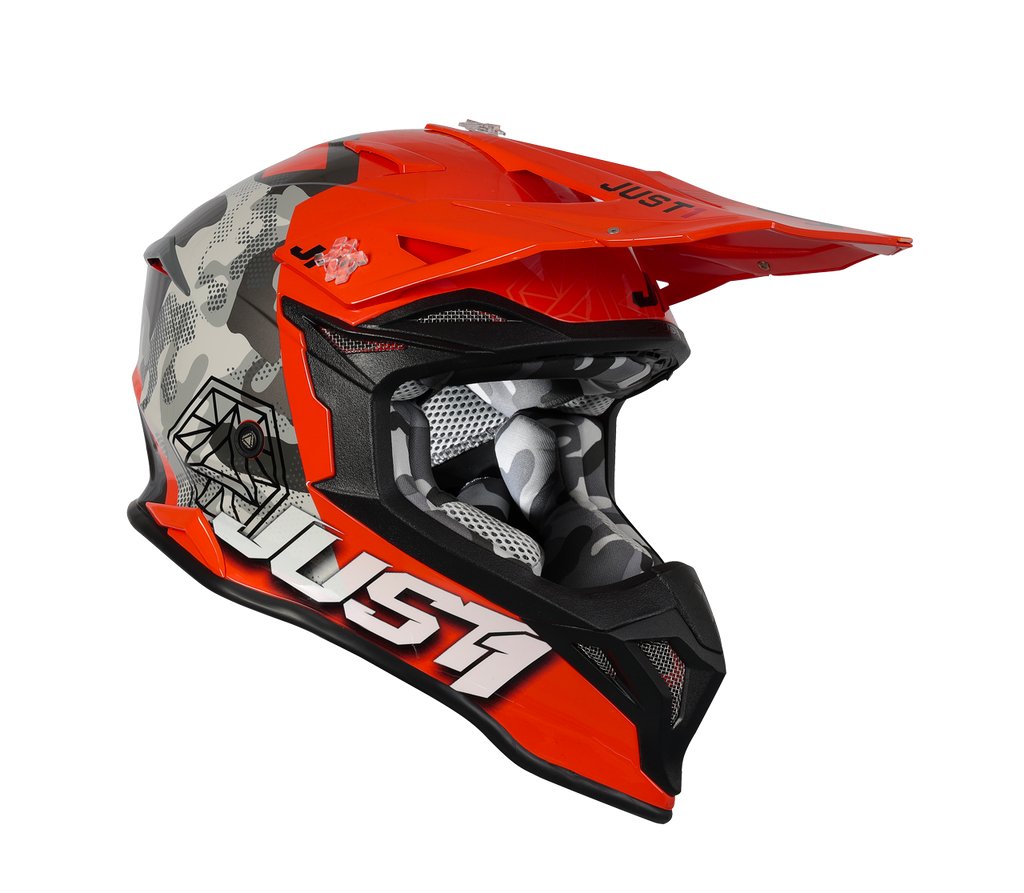 CASCO JUST J-39 KINETIC GLOSS GREY RED CAMO/FLUO ORANGE